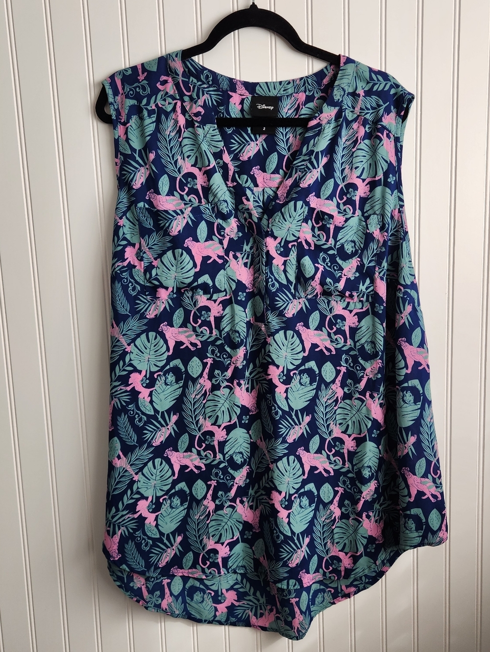 Disney Blue Pink Jungle Book Novelty Print Lightweight Sleeveless Tank Top 2X